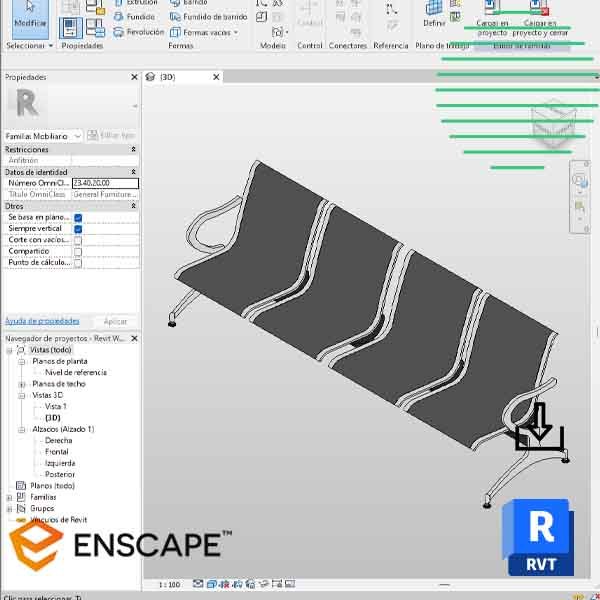 Revit Waiting chair 4 seats