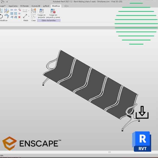 Revit Waiting chairs 5 seats