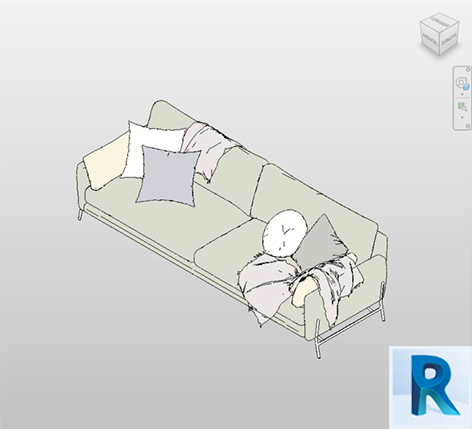 Modern sofa contemporary Revit